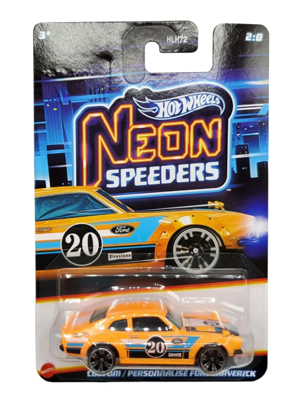 HotWheels Neon Speeders Set of 10 Mini Cars In Box Imported 1:64 Scale ( HLH72-955F ) - Image 5