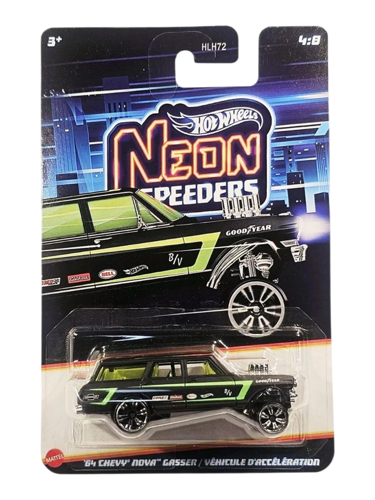 HotWheels Neon Speeders Set of 10 Mini Cars In Box Imported 1:64 Scale ( HLH72-955F ) - Image 7