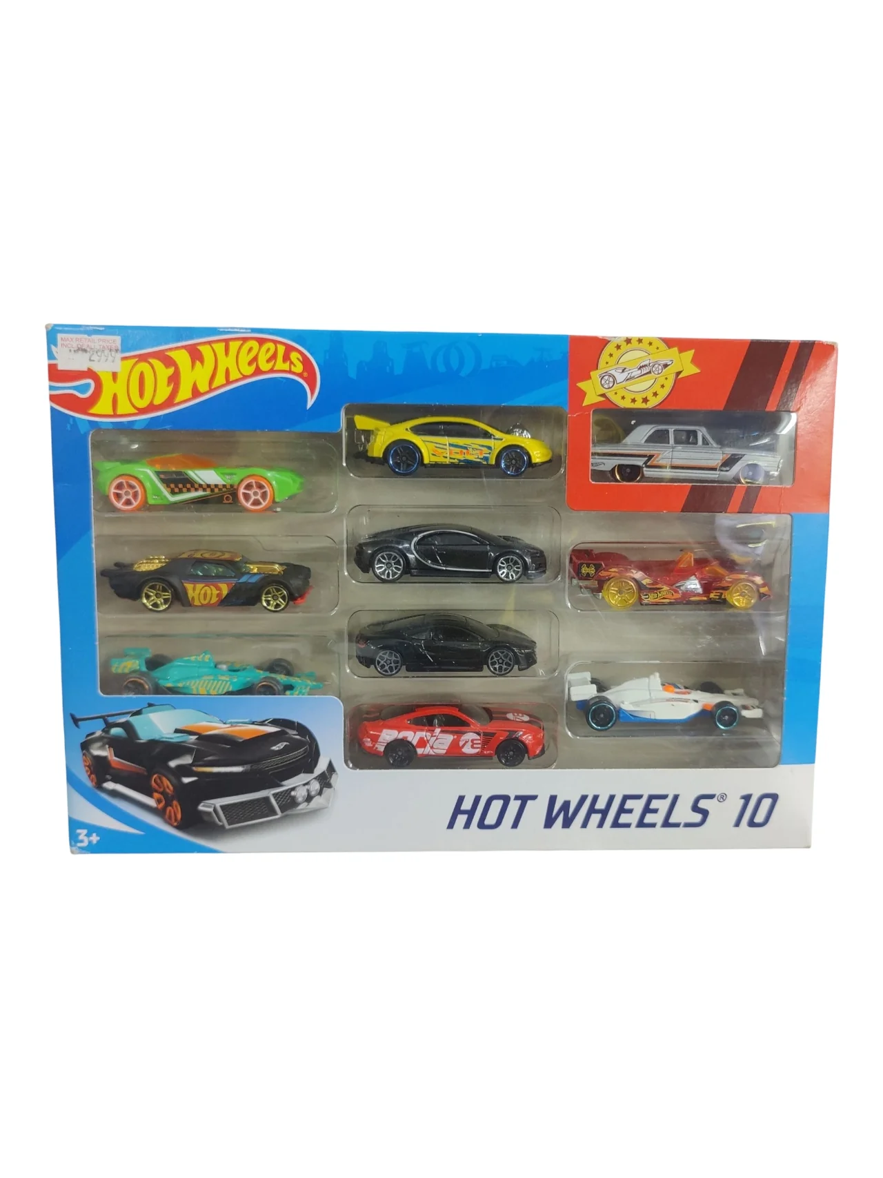 HotWheels Imported Mainline Pack Of 10 1:64 Scale (Includes 16 Bugatti Chiron,17 Acura NSX,2018 Ford Mustang GT)