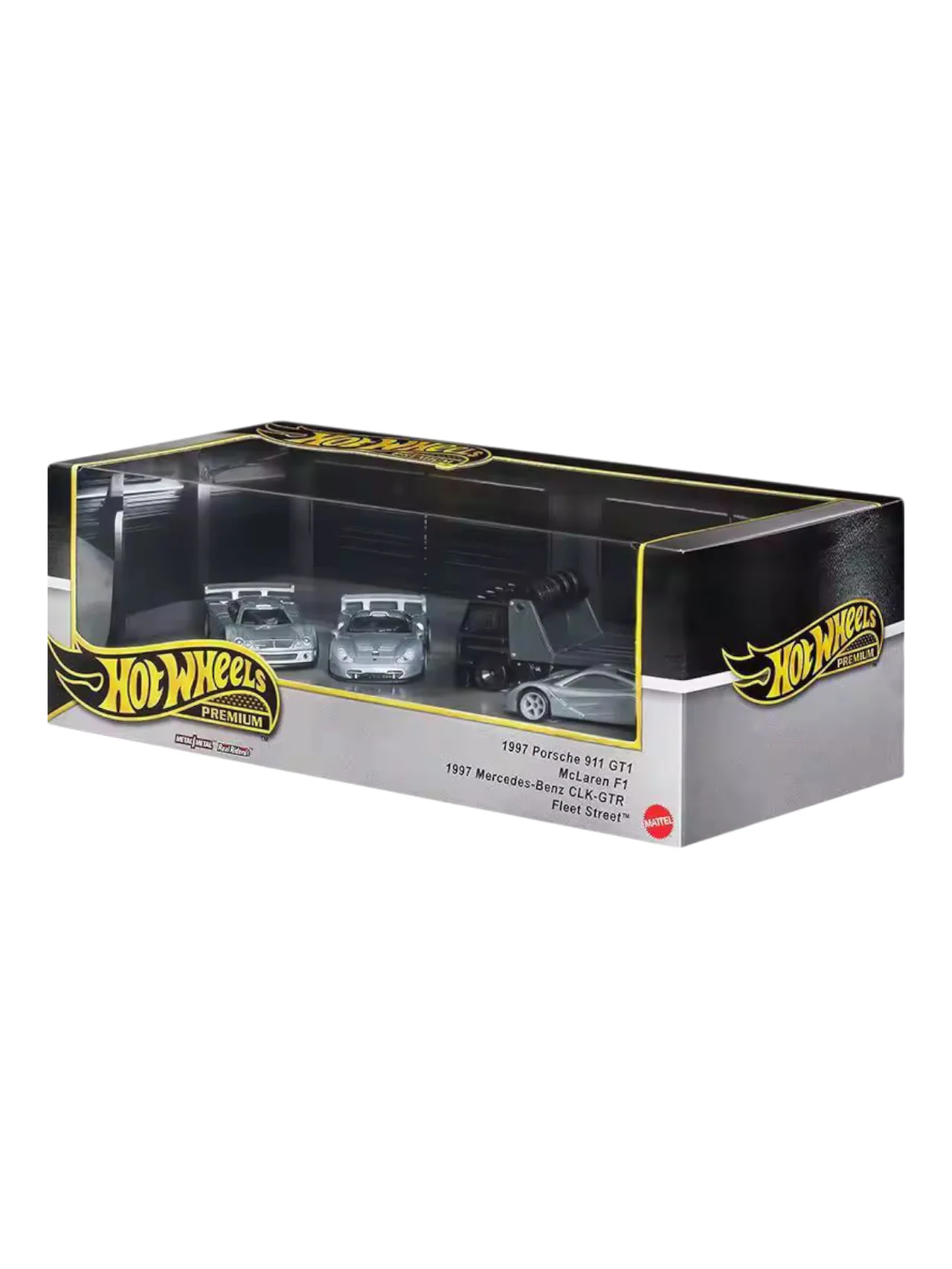 HotWheels Imported Premium Fleet Series 1997 Porsche 911 GT1,Mclaren F1,1997 Mercedes-Benz CLK-GTR 1:64 Scale Diorama(Box Damaged) - Image 4
