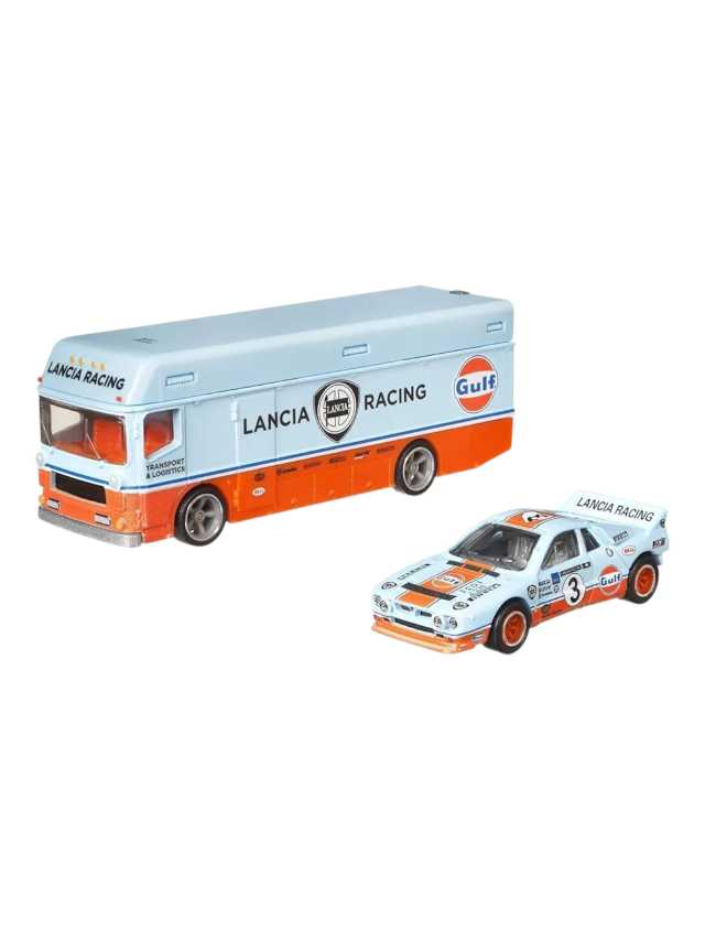 Hotwheels real riders lancia rally 037 euro hauler imported team transport 1:64 scale - Image 2