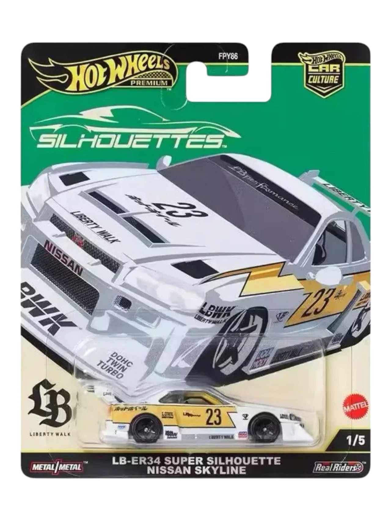 HotWheels Premium Silhouettes LB‑ER34 Super Silhouette Nissan Skyline – Imported 1:64 Scale