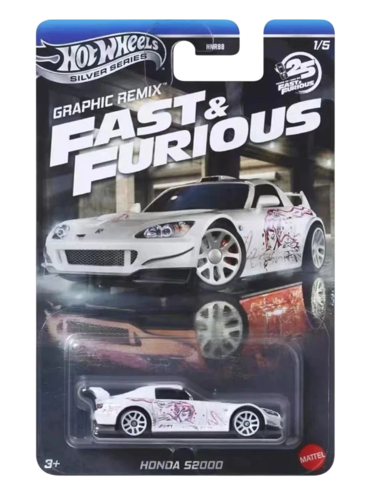 HotWheels Silver Series Graphic Remix Fast and Furious Honda S2000 Imported Mainline Card Art 1:64 Scale