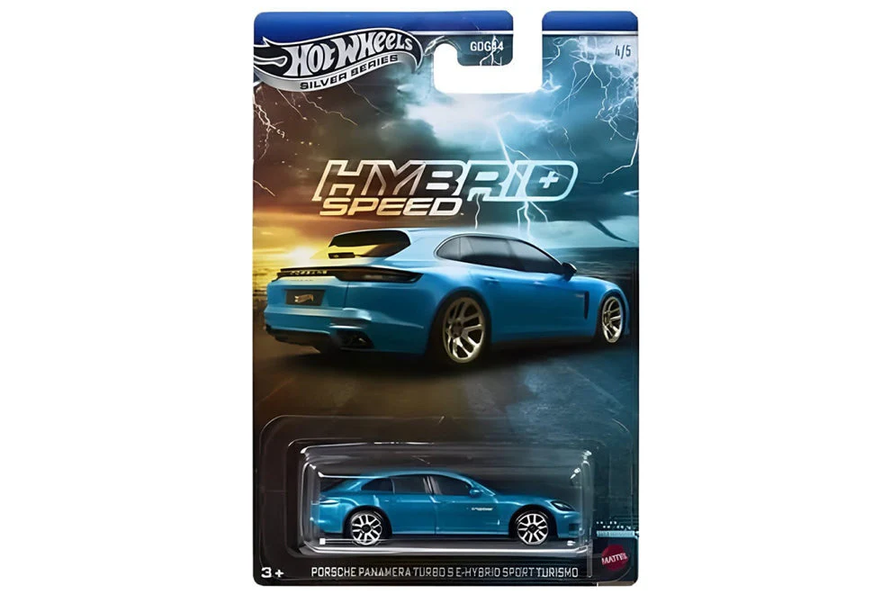HotWheels Silver Series Hybrid Speed 'Porsche Panamera Turbo S E-Hybrid Sport Volture de Sport Hybride Turismo Imported Card Art 1:64 Scale