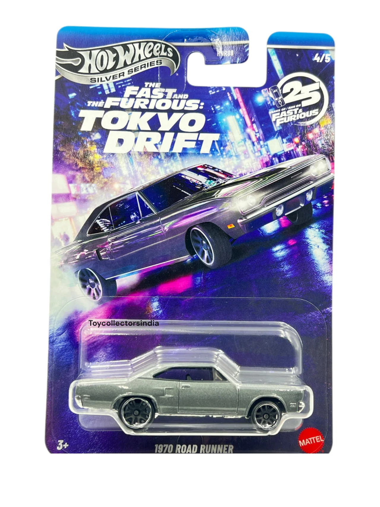 HotWheels Silver Series The Fast And Furious Tokyo Drift 1970 Road Runner Imported Card Art 1:64 Scale - Image 2