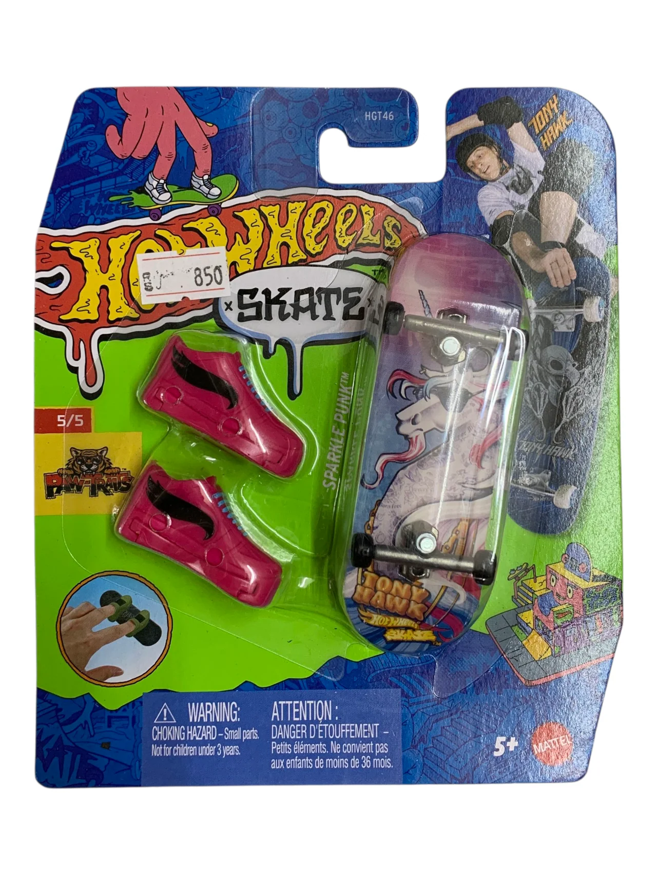 HotWheels Skate Tony Hawk Sparkle Punk Fingerboard and Skate Shoes
