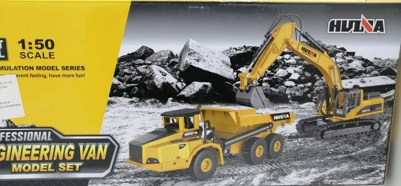 HUINA 1611 Articulated Truck & Excavator Diecast Metal 1:50 Scale - Image 2