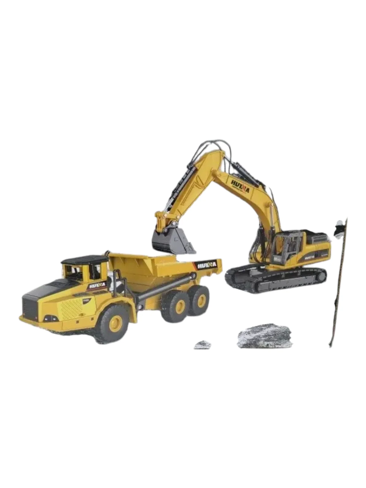 HUINA 1611 Articulated Truck & Excavator Diecast Metal 1:50 Scale - Image 7