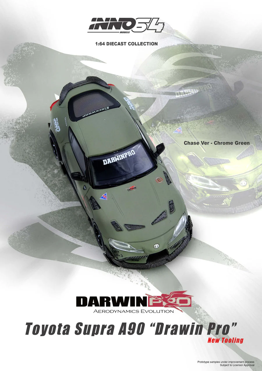 INNO64 Toyota Supra A90 DARWIN PRO MATT GREEN 1:64 Scale Mattel Diecast IN64-A90DP-MATGR - Image 2
