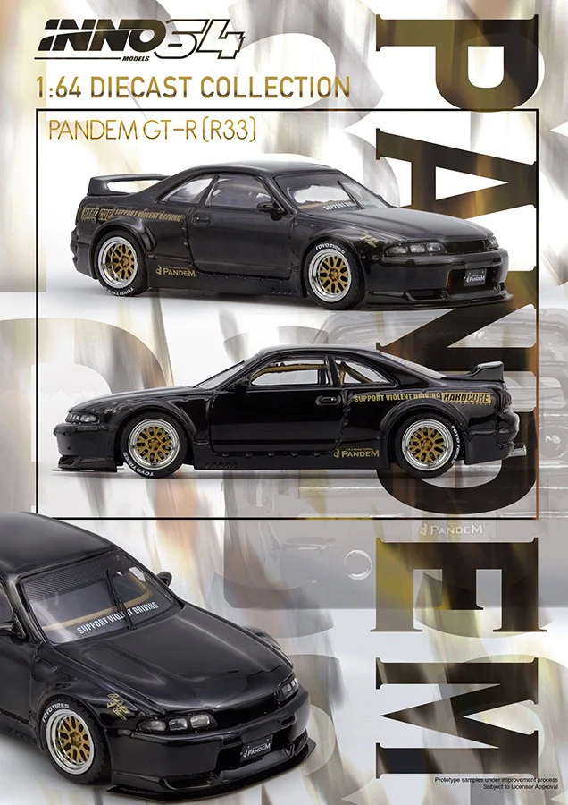 INNO64 GT-R (BCNR33) Pandem/Rocket Bunny 1:64 Scale Metal Diecast IN64-R33P-BLA - Image 4