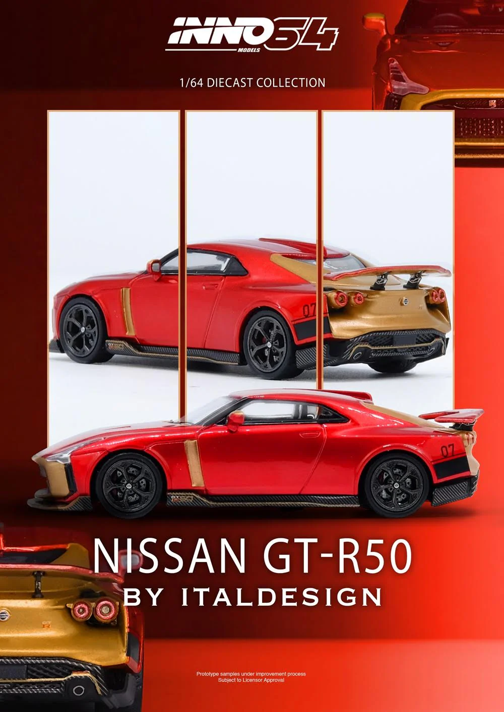 INNO64 Nissan GT-R (R50) 1:64 Scale Metal Diecast IN64-R50-RED - Image 4