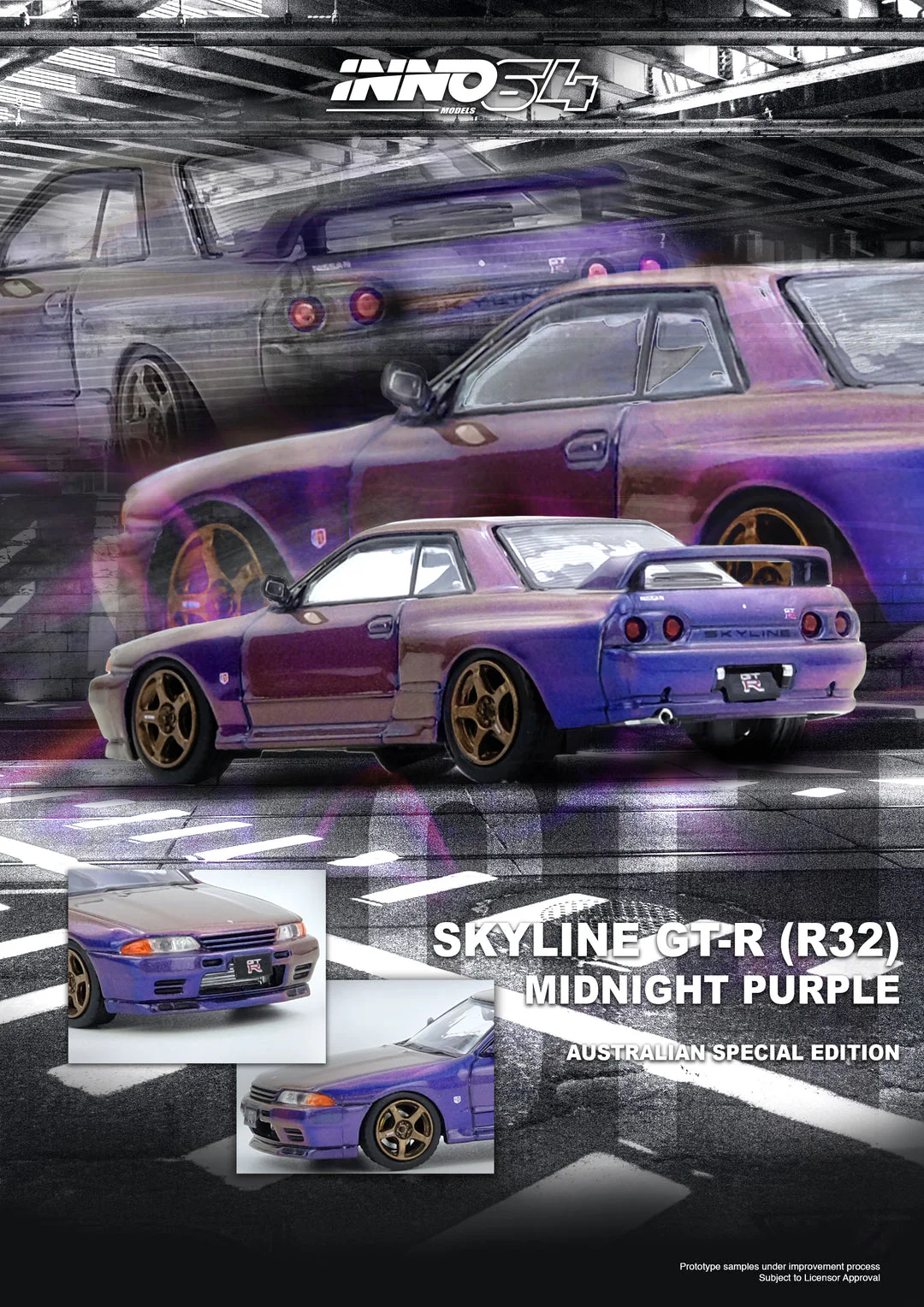 INNO64 Nissan Skyline GT-R (R32) Midnight Purple 1:64 Scale Matel Diecast IN64-R32-MP-AS - Image 2