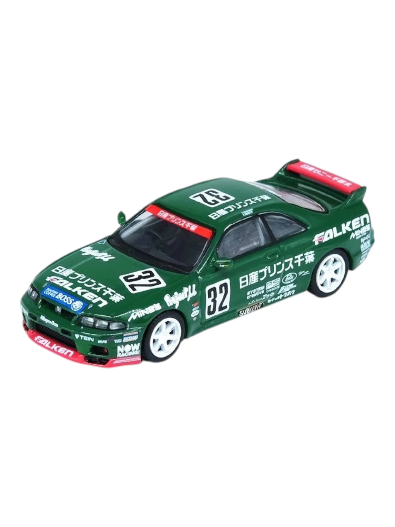 Inno64 Nissan Skyline GT-R (R33) #32 "Prince Chiba Falken" Tokachi 24H 1996 Diecast 1:64 Scale (With Acrylic Case) - Image 2