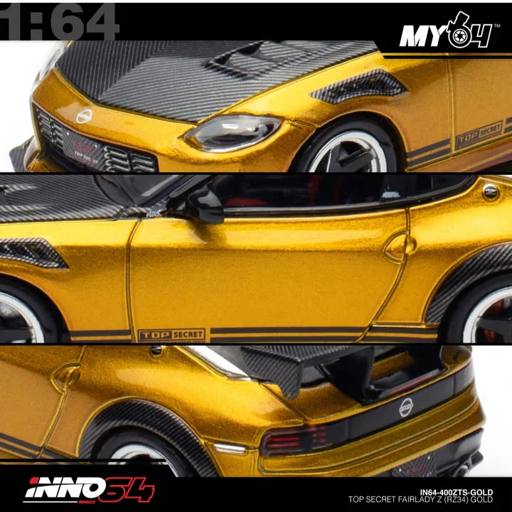 INNO64 TOP SECRET FAIRLADY Z (RZ34) GOLD 1:64 Scale Mattel Diecast IN64-400ZTS-GOLD - Image 4