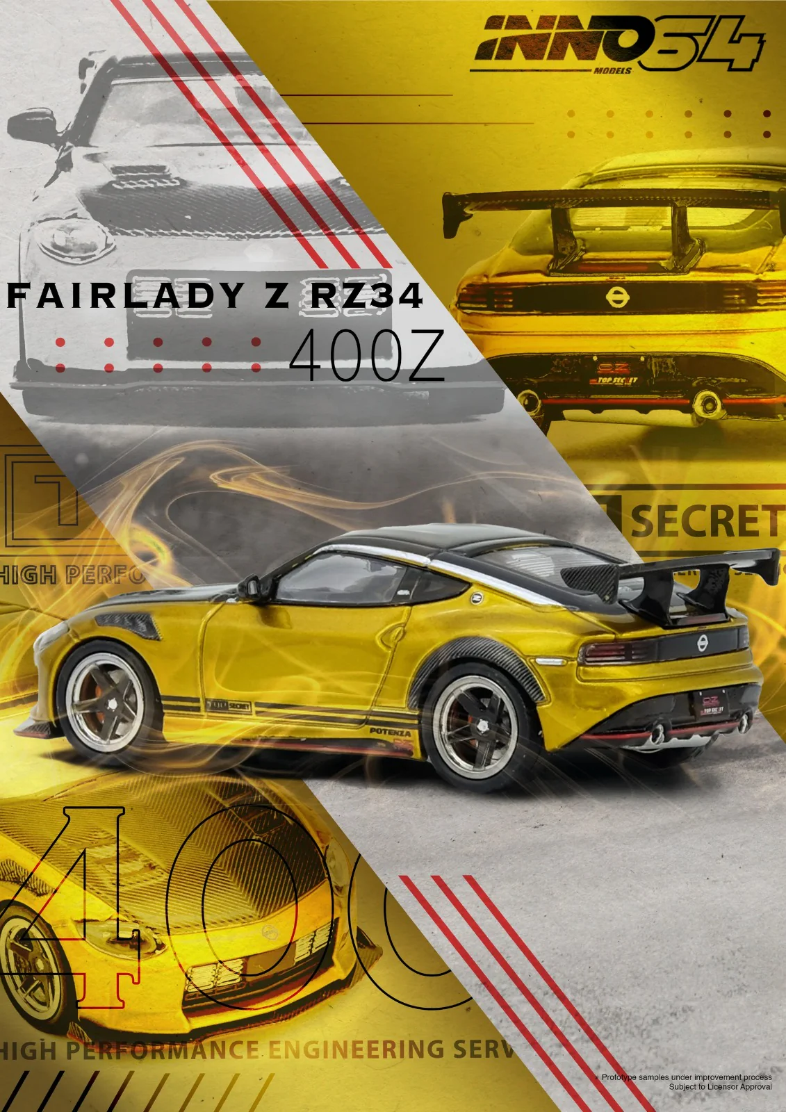 INNO64 TOP SECRET FAIRLADY Z (RZ34) GOLD 1:64 Scale Mattel Diecast IN64-400ZTS-GOLD - Image 5