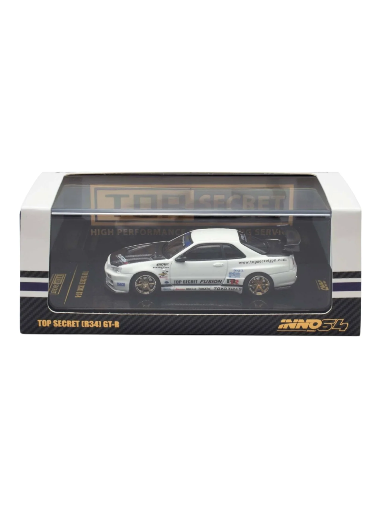 INNO64 Top Secret (R34) GT-R White 1:64 Scale Metal Diecast IN64-R34TS-WHI