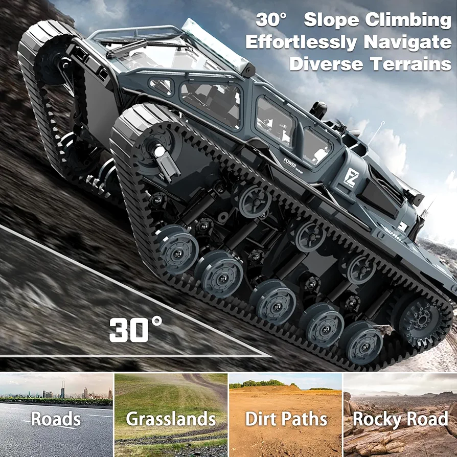 JJRC Ripsaw EV3-F4, 2.4Ghz Remote Control Crawler High Speed Tank, Off-Road RC Tracked Vehicles 360°Pirouette Drifting Car 2×1.5V Battery ( Not Included ),USB Charger included 1:16 Scale - Image 3