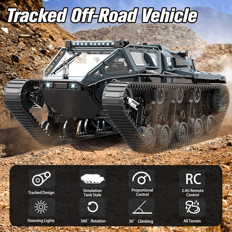 JJRC Ripsaw EV3-F4, 2.4Ghz Remote Control Crawler High Speed Tank, Off-Road RC Tracked Vehicles 360°Pirouette Drifting Car 2×1.5V Battery ( Not Included ),USB Charger included 1:16 Scale - Image 8