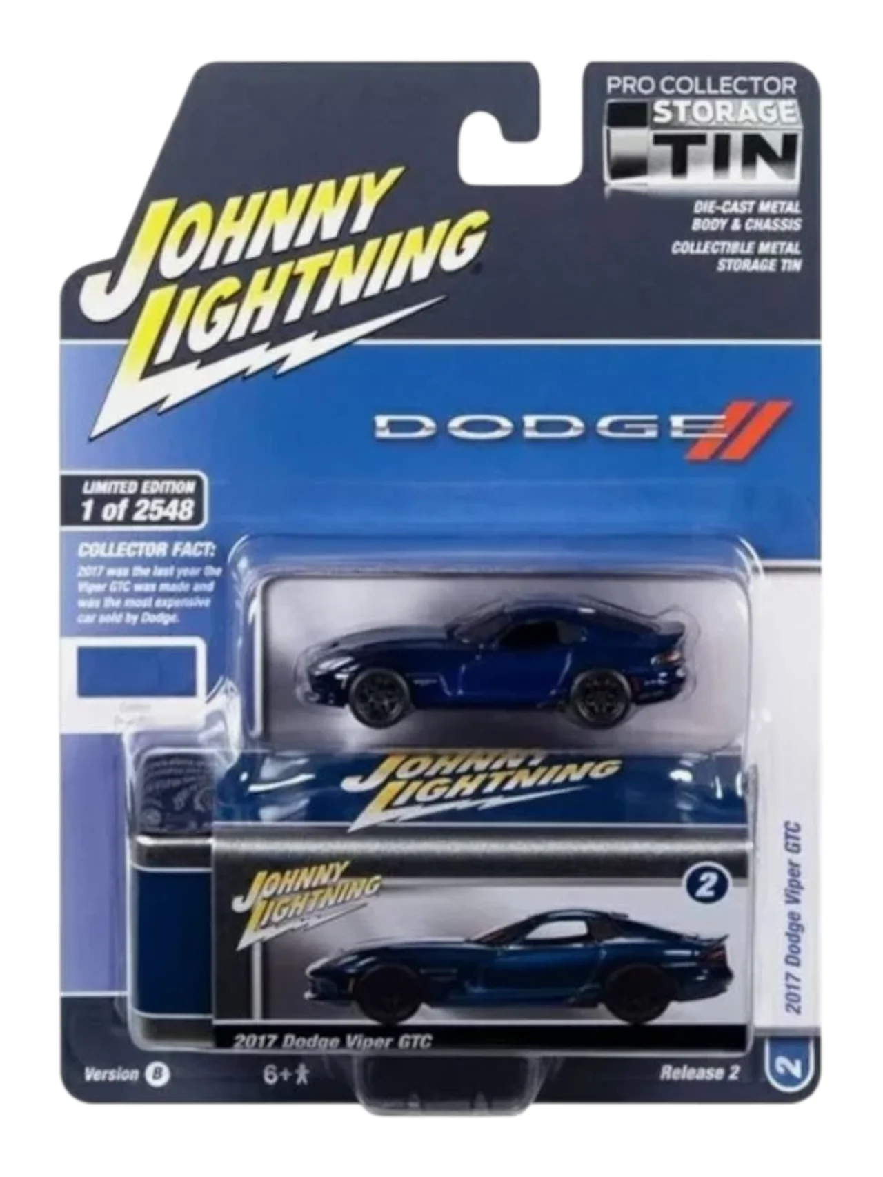 JOHNNY LIGHTNING - DODGE 2017 Dodge Viper GTC Blue from the Imported 1:64 Scale - Image 3