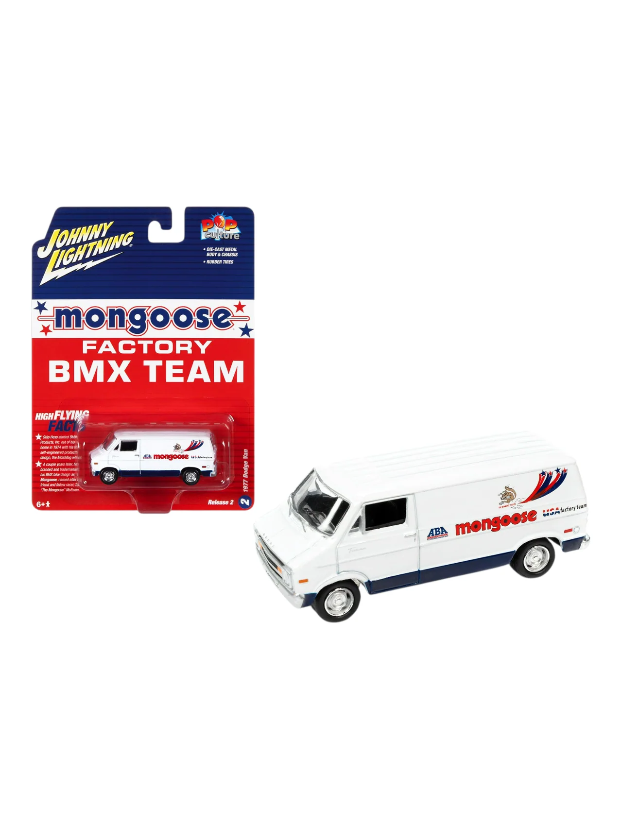 Johnny Lightning Pop Culture Mongoose Factory BMX Team 1977 Dodge Van 1:64 Scale - Image 2