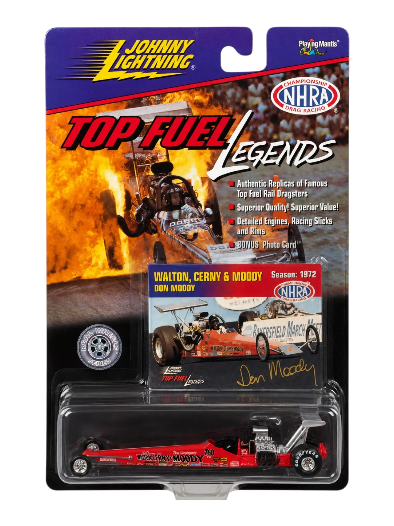 Johnny Lightning Top Fuel Legends Diecast Model 'Wynn's Charger "Big Daddy" Don Garlits ( Season-1966 ) Walton , Cerny And Moody Don Moody ( Season-1972 ) 1:64 Scale - Image 2