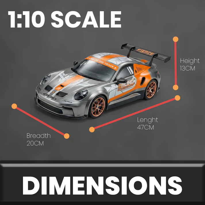 Joy Junction Porsche 1:10 Scale High-Speed RC Racing Car – 2.4GHz Remote Control Sports Car with Rechargeable Battery, USB Charging & Full Accessories - Image 3