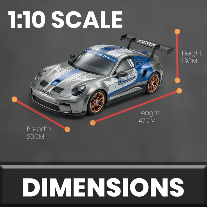 Joy Junction Porsche 1:10 Scale High-Speed RC Racing Car – 2.4GHz Remote Control Sports Car with Rechargeable Battery, USB Charging & Full Accessories - Image 4