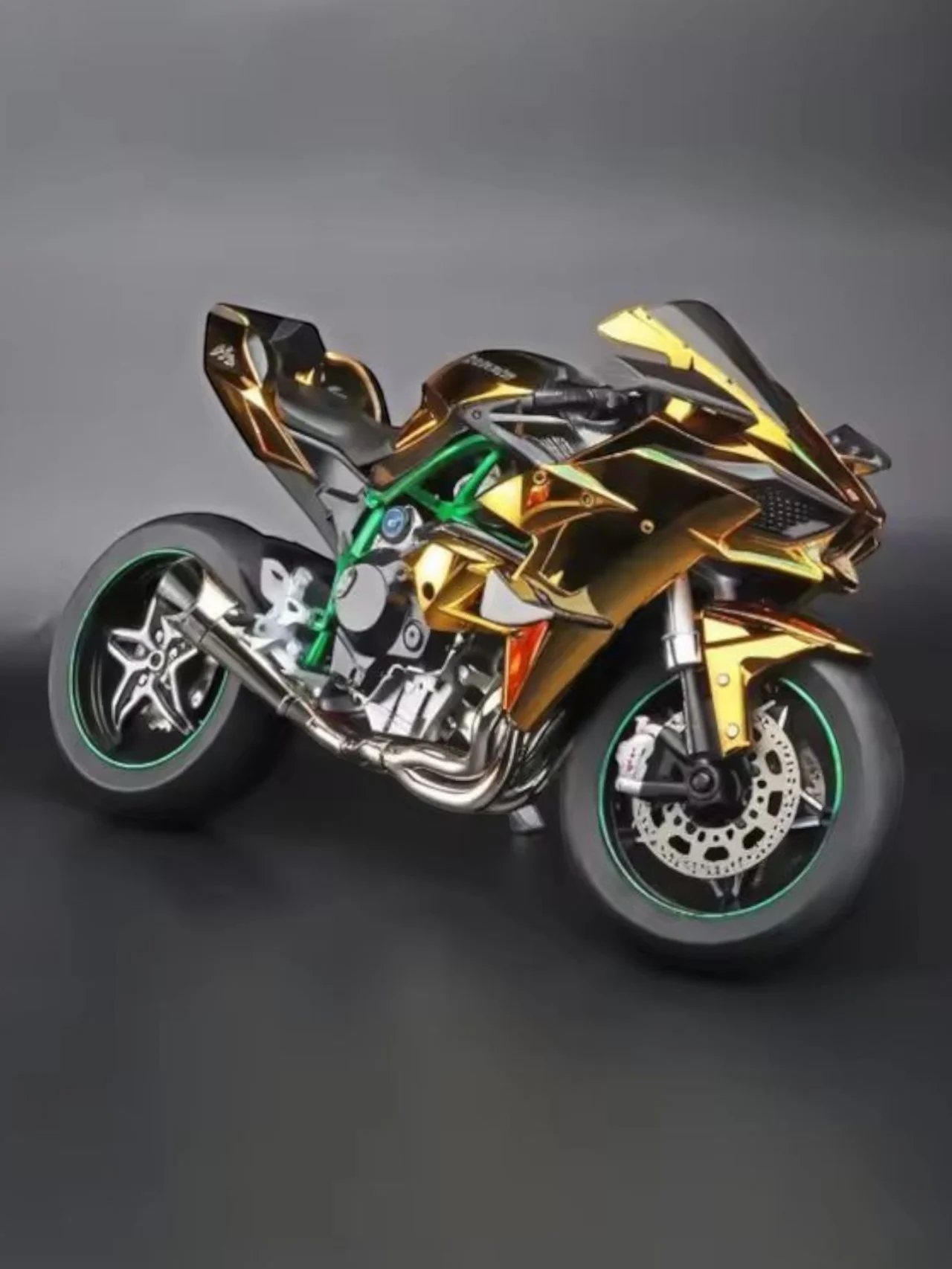 Kawasaki H2R Alloy Model 1:6 Scale (Golden) bike - Image 3