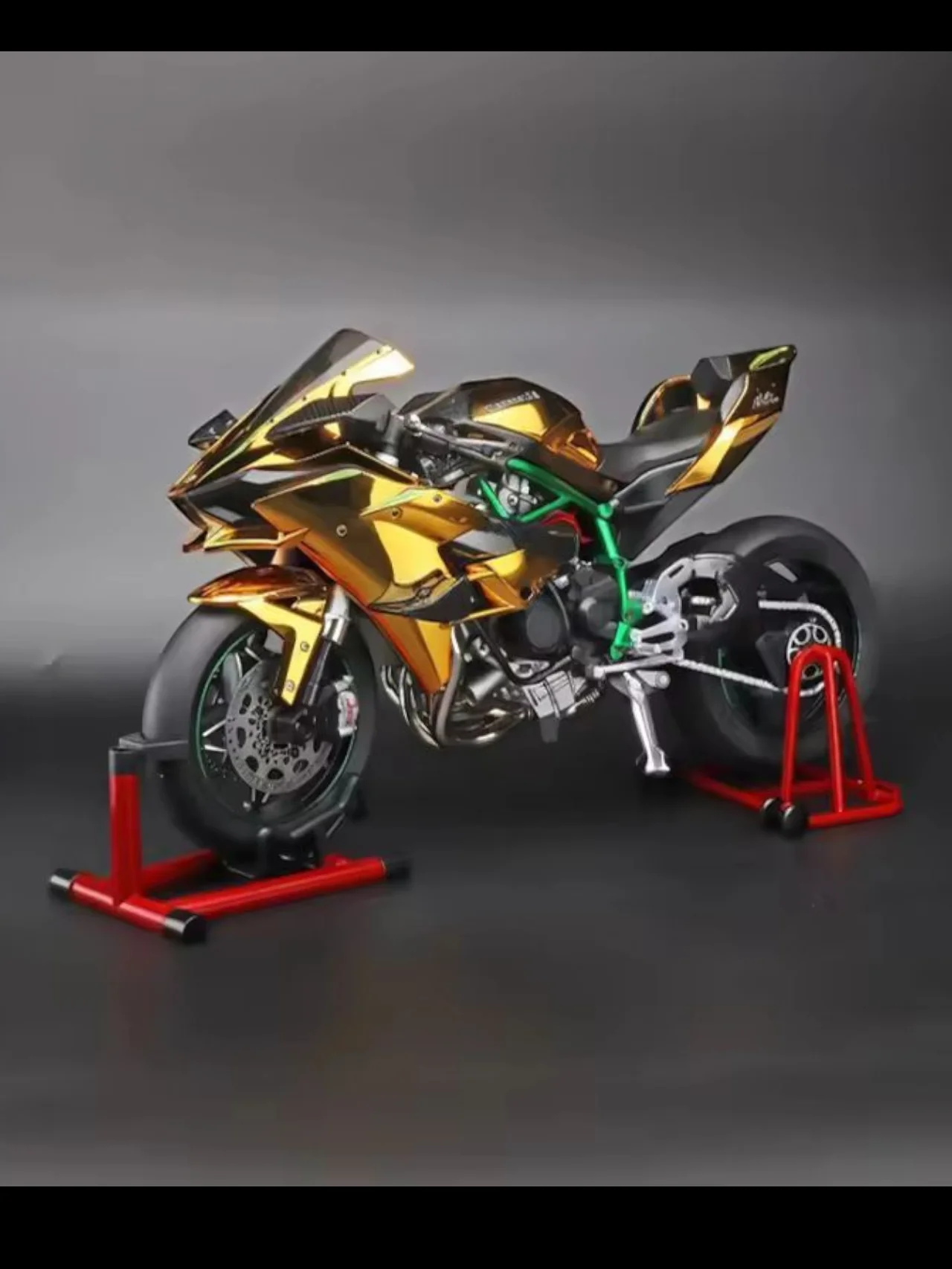 Kawasaki H2R Alloy Model 1:6 Scale (Golden) bike - Image 6