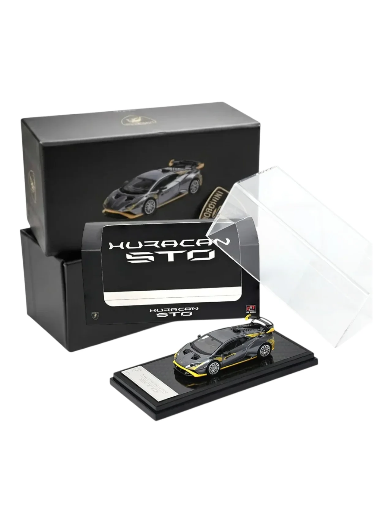 LCD Models Lamborghini Huracán STO Die-Cast Model Car | Silver with Yellow Accents Imported 1:64 Scale  Premium - Image 2