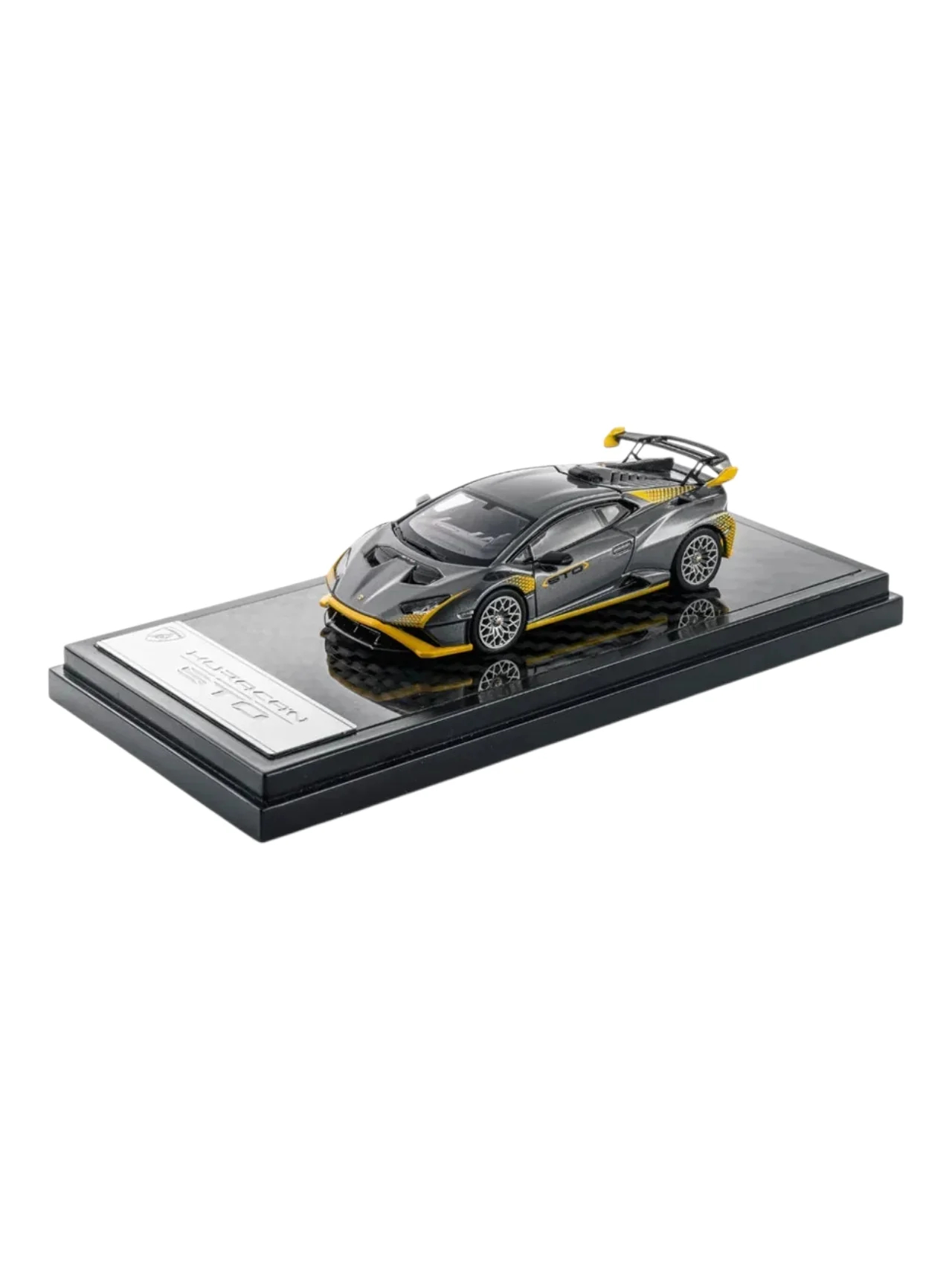 LCD Models Lamborghini Huracán STO Die-Cast Model Car | Silver with Yellow Accents Imported 1:64 Scale  Premium - Image 3