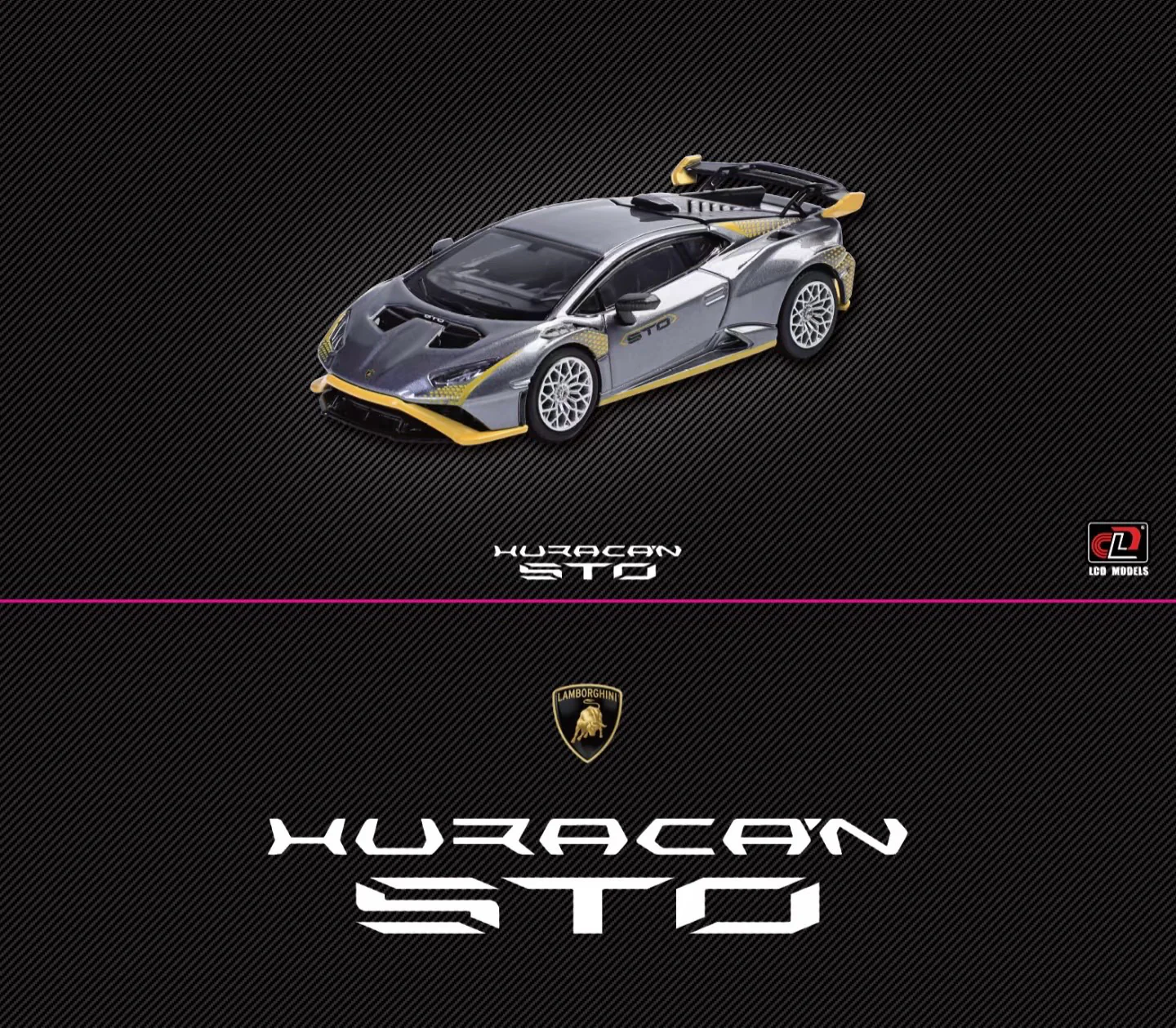 LCD Models Lamborghini Huracán STO Die-Cast Model Car | Silver with Yellow Accents Imported 1:64 Scale  Premium - Image 4