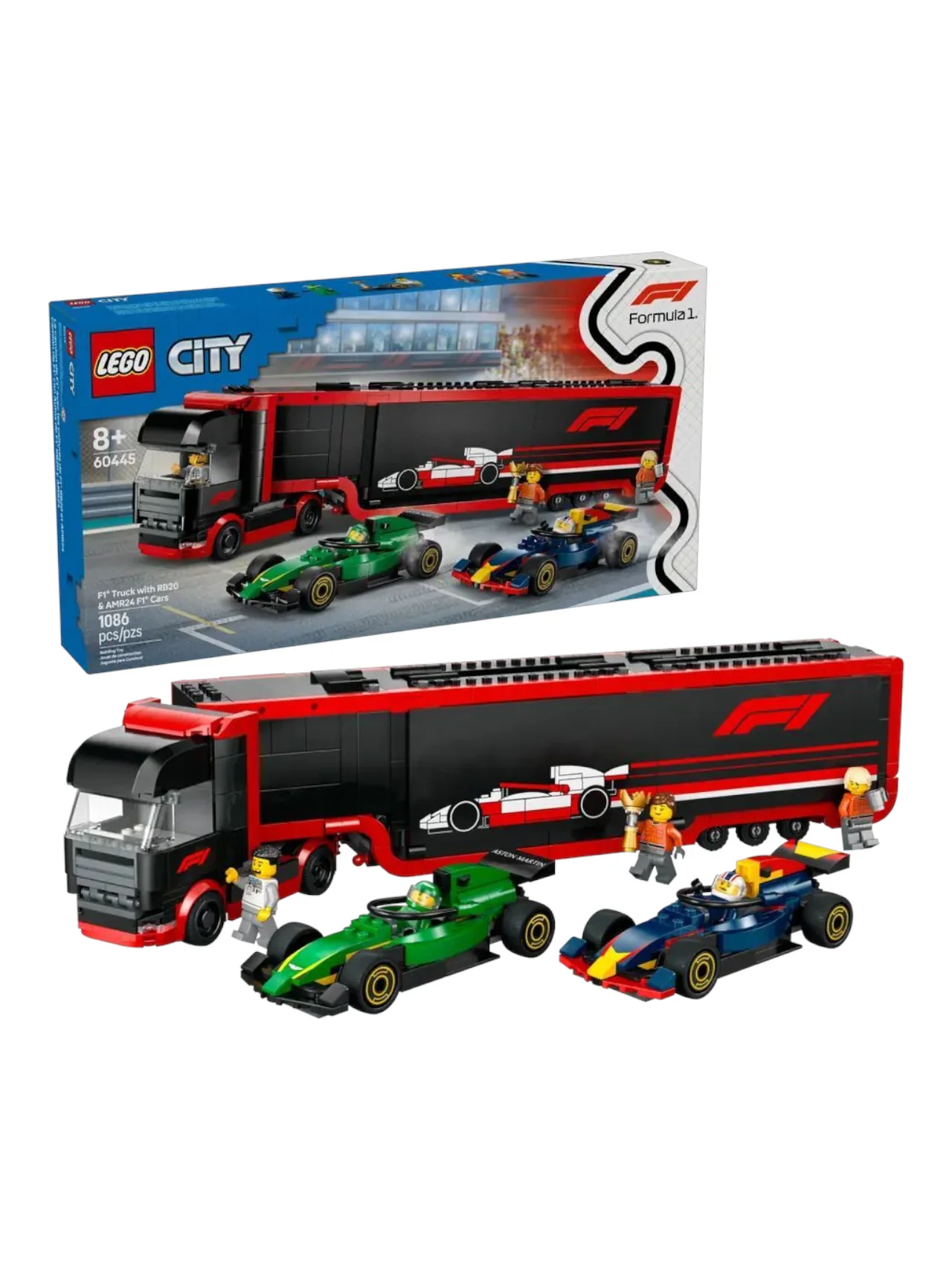 LEGO City Formula 1 Truck with RB20 & AMR24 F1 Cars (1086 pcs) - Image 2
