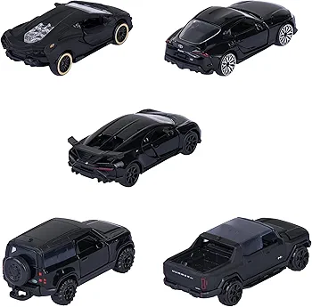 Majorette Car Set Black Edition (5 Cars) - 5 Black Model Cars Made of Metal with Freewheel, Suspension & Opening Part 1:64 Scale 8502005000 - Image 5