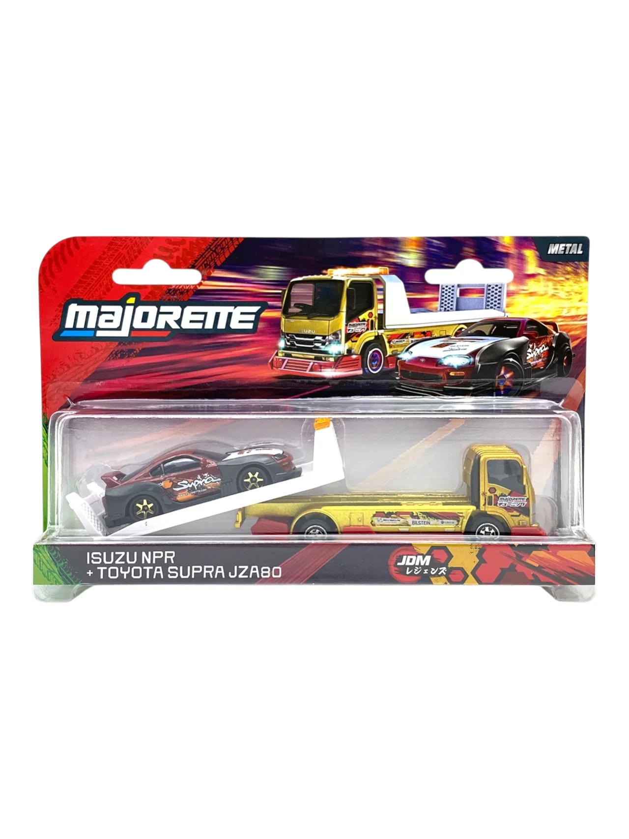Majorette JDM Legends Tuning Transporter Isuzu NPR + Toyota Supra JZA80 /1:64 Scale / Code- 8504103000