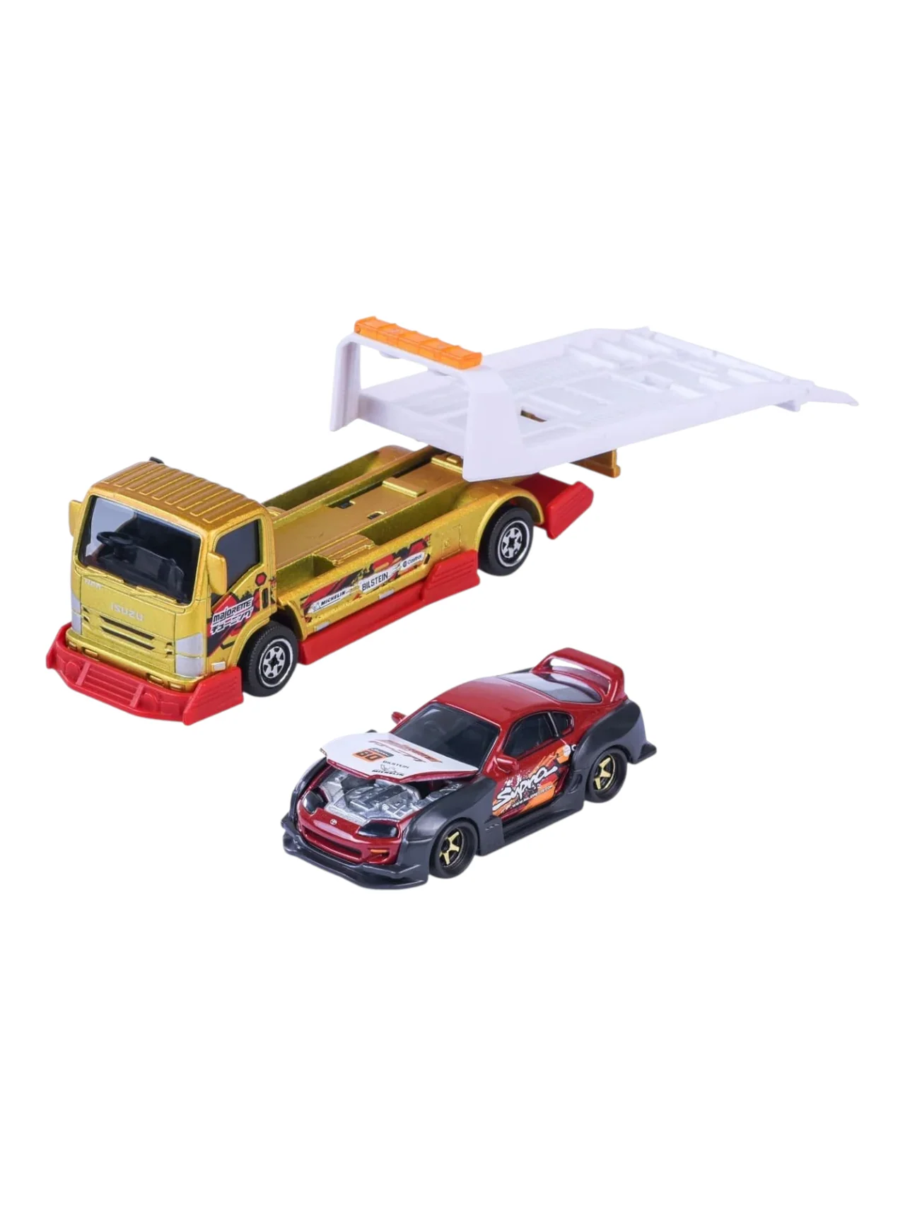 Majorette JDM Legends Tuning Transporter Isuzu NPR + Toyota Supra JZA80 /1:64 Scale / Code- 8504103000 - Image 2