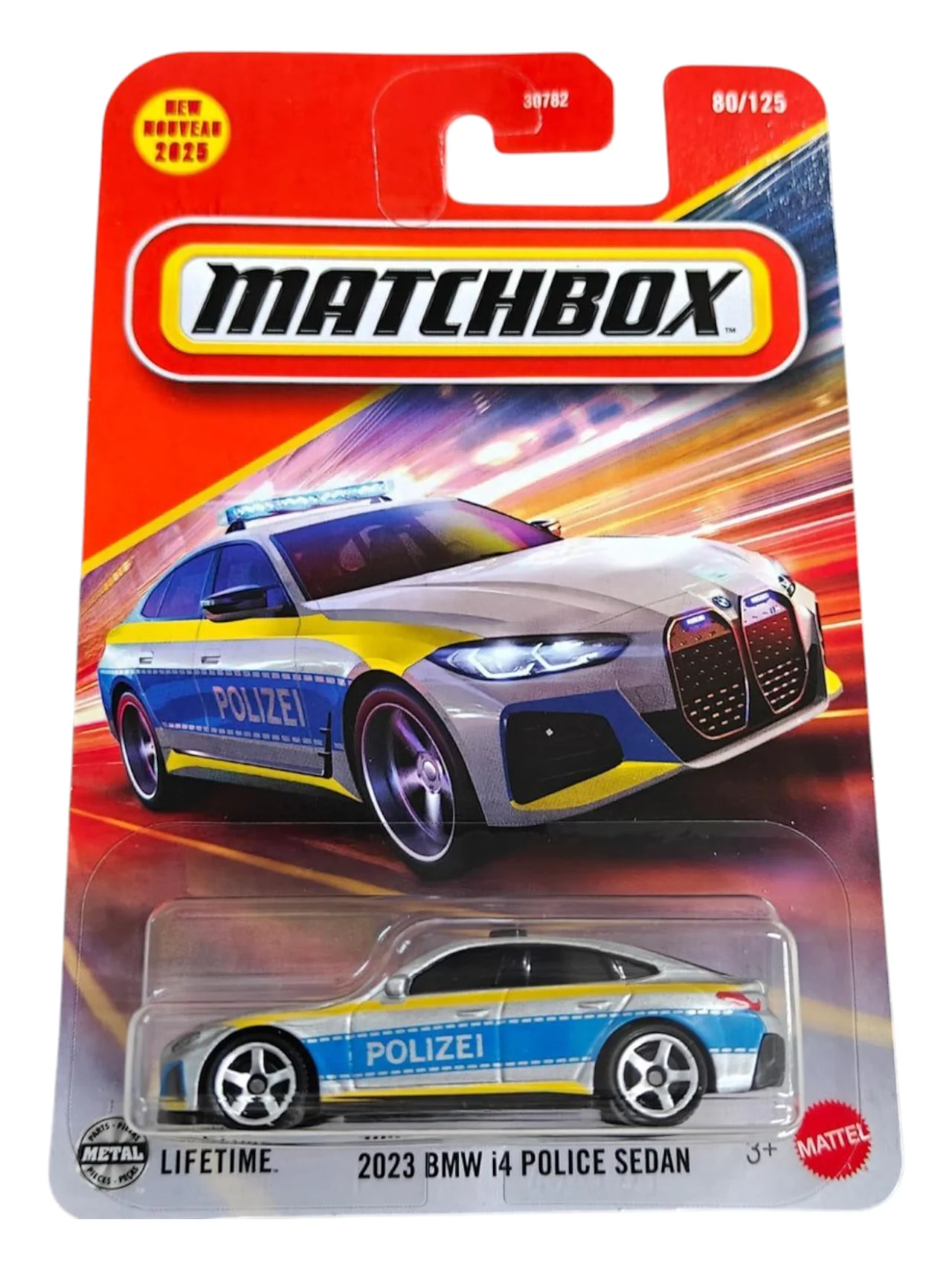 Matchbox 2023 BMW i4 Police Sedan imported Mainline 1:64 Scale