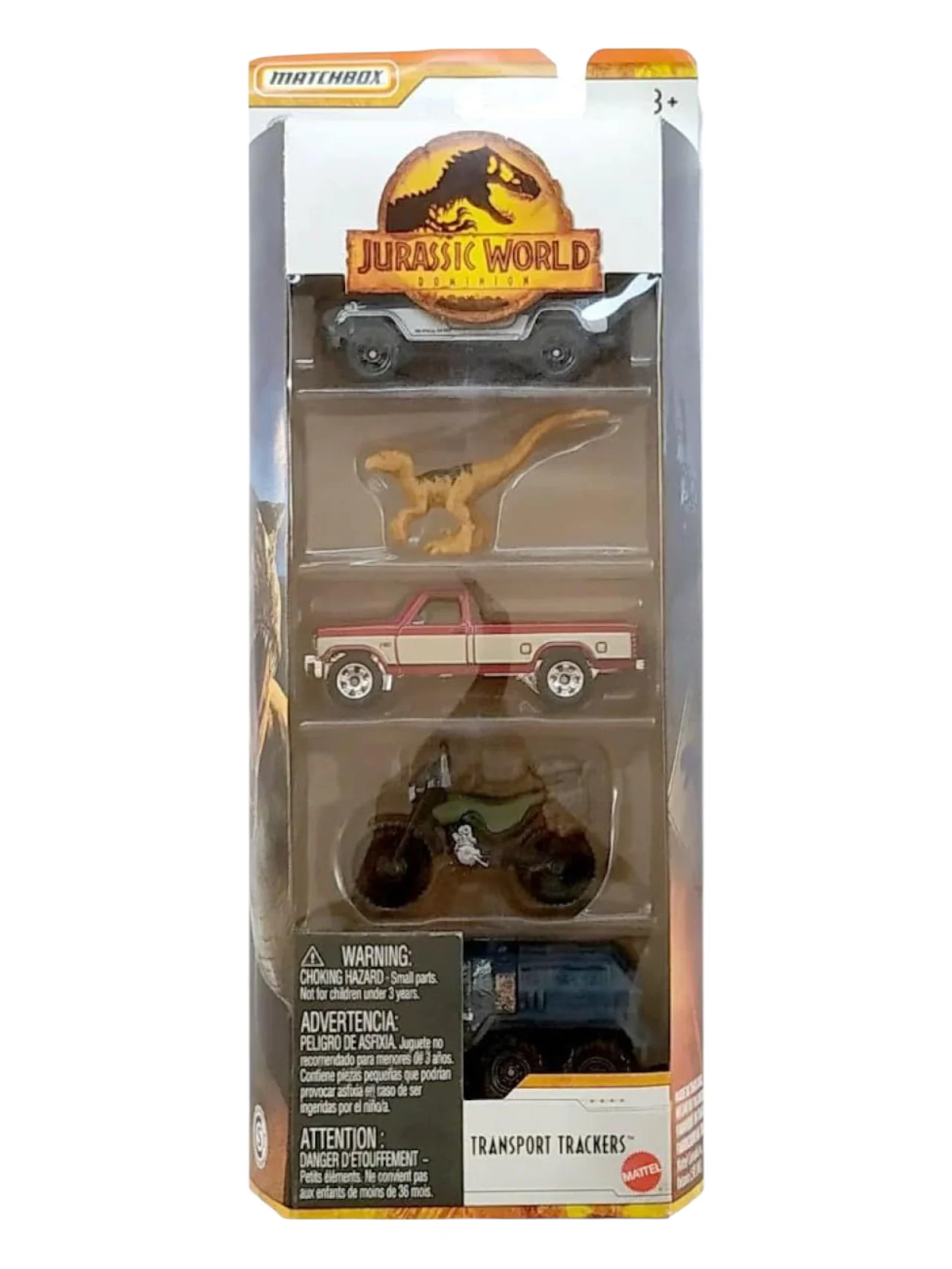 Matchbox Pre-Owned Jurassic World Dominion Transport Trackers Pack of 5(Damaged Card)