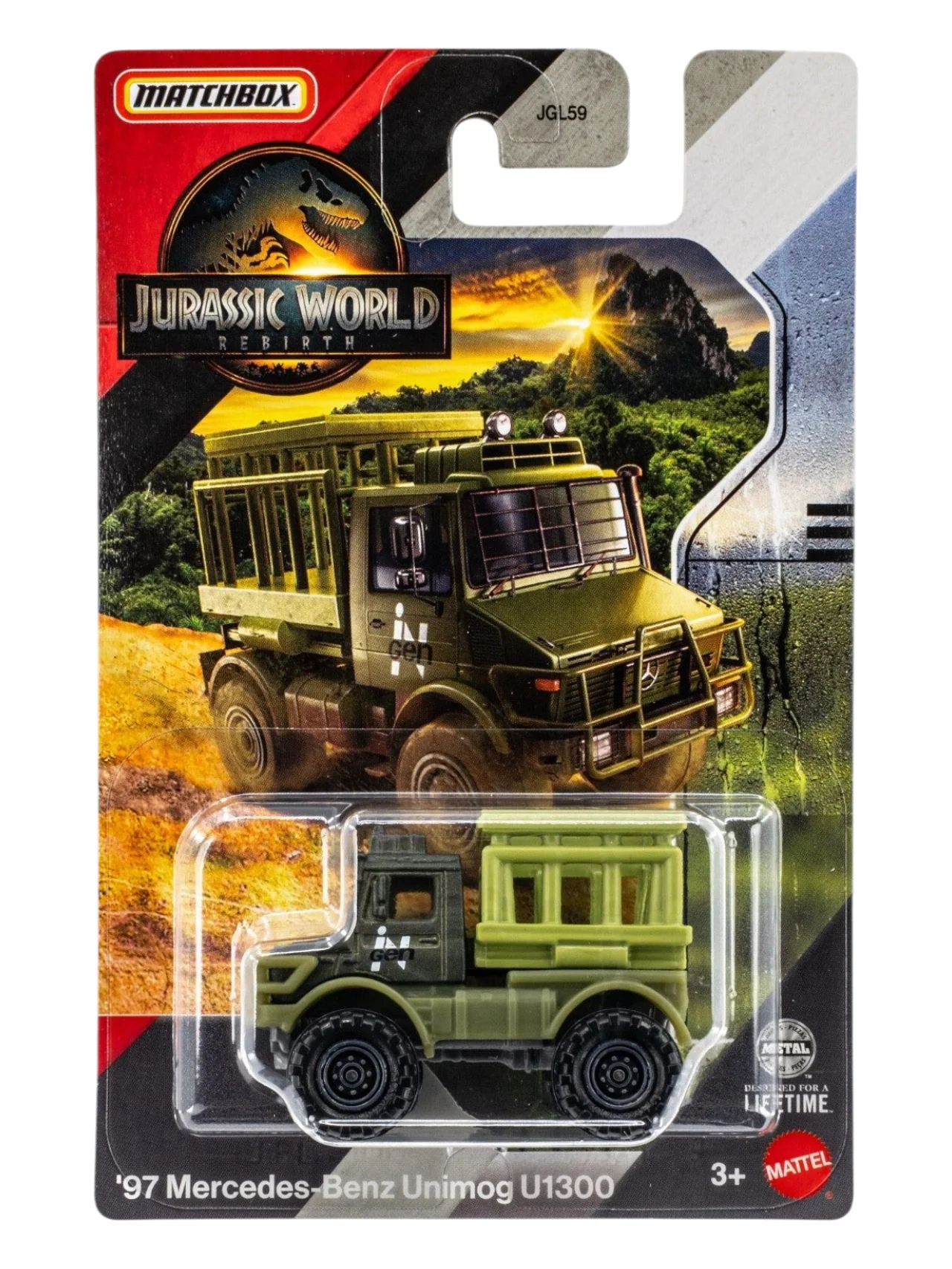 Matchbox Jurassic World Rebirth 97 Mercedes-Benz Unimog U1300 Imported Mainline Card Art 1:64 Scale