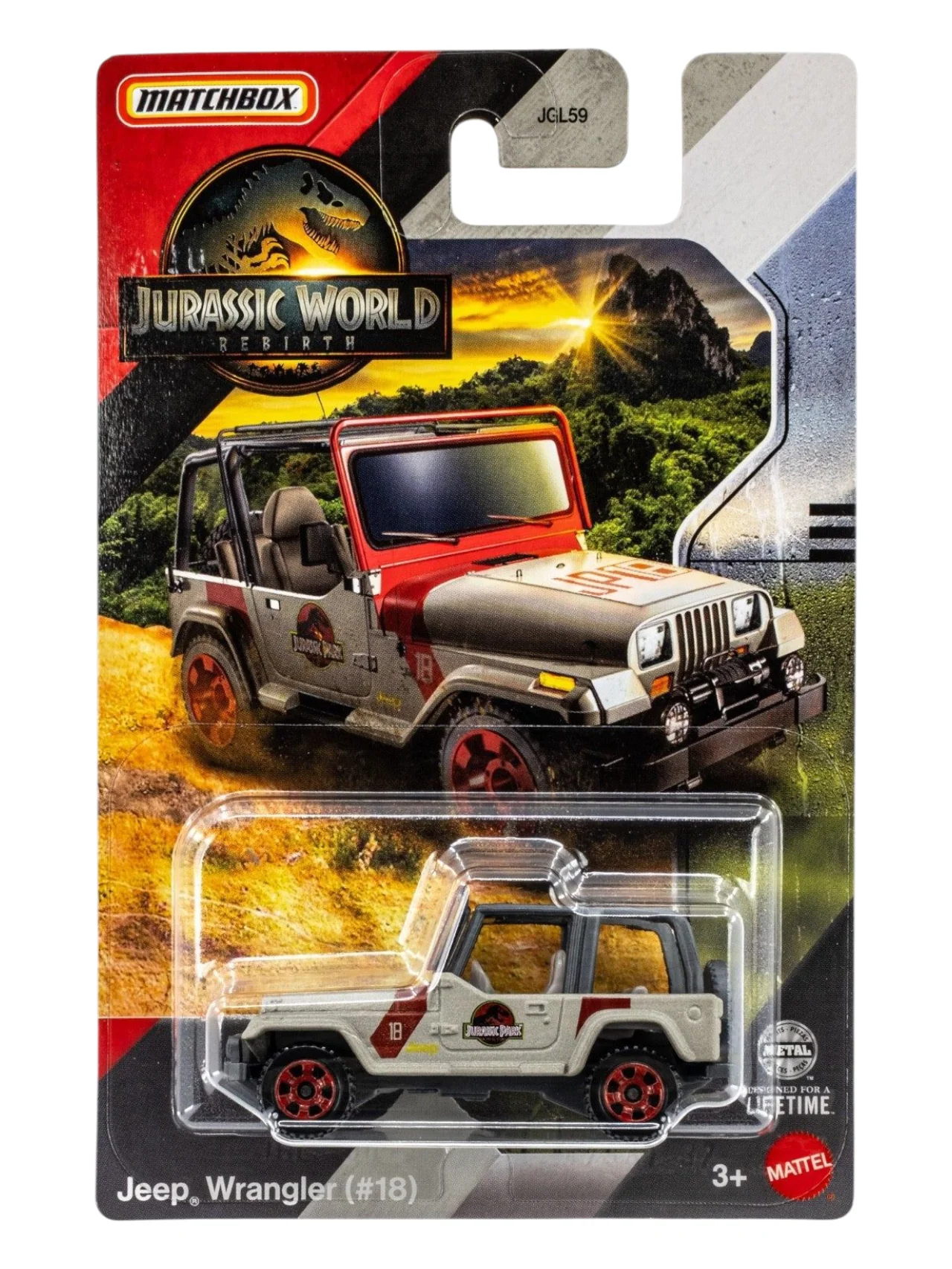 Matchbox Jurassic World Rebirth Jeep Wrangler (#18) Imported Mainline Card Art 1:64 Scale