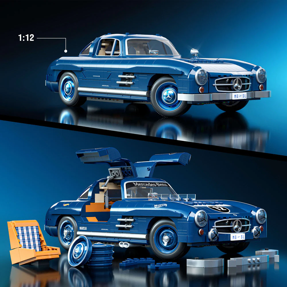 Mattel Brick Shop HotWheels Mercedes-Benz 300 SL Building Set 1:12 Scale - Image 7