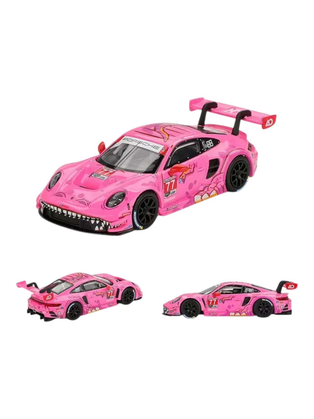 Mini GT #1052: Roxy Porsche 911 GT3 R #77 AO Racing 2024 IMSA Road America 1:64 Scale Box packaging - Image 2