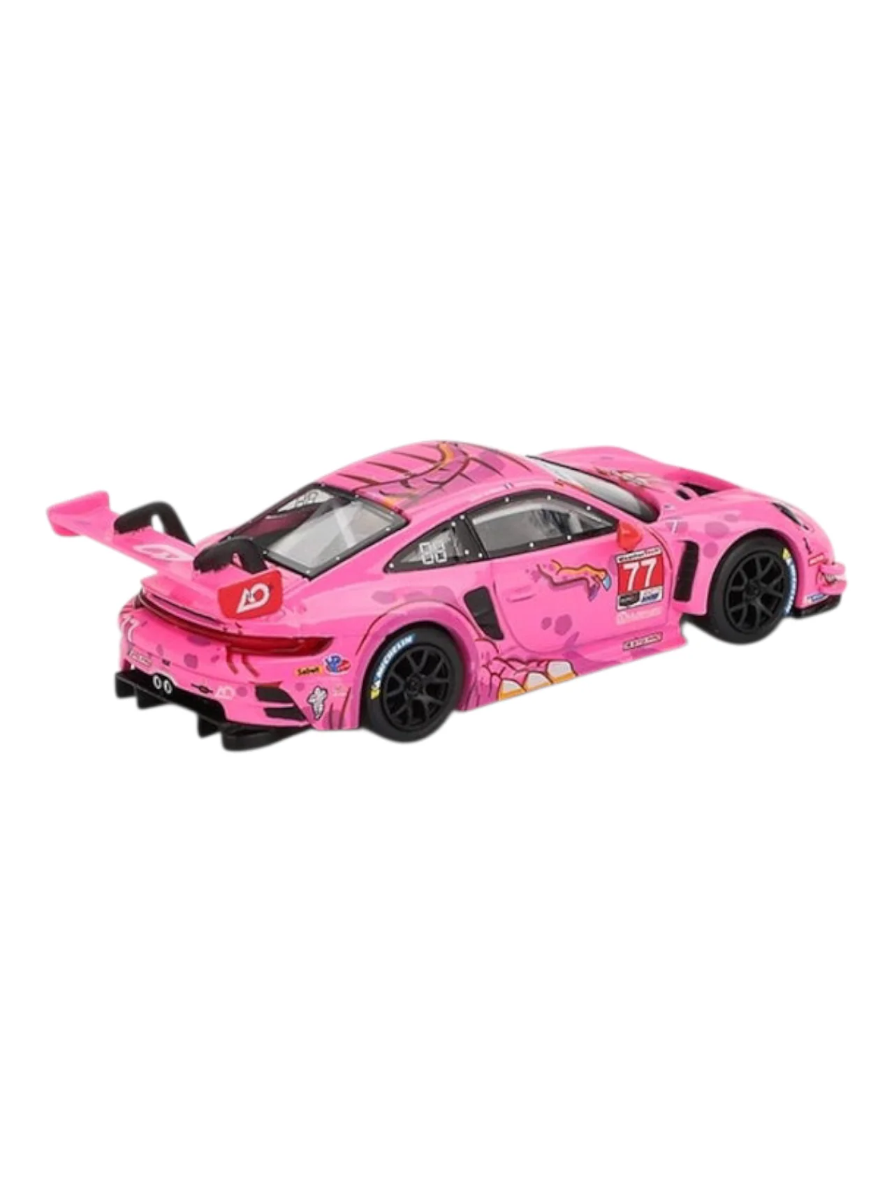 Mini GT #1052: Roxy Porsche 911 GT3 R #77 AO Racing 2024 IMSA Road America 1:64 Scale Box packaging - Image 3