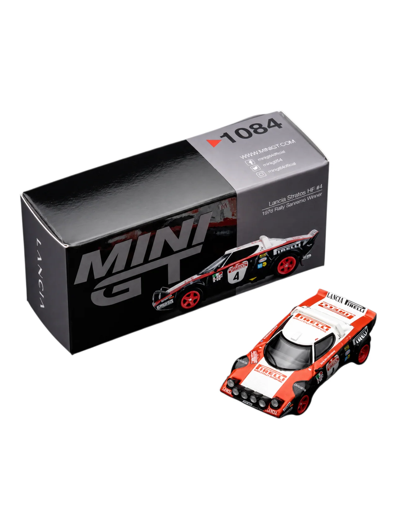 Mini GT #1084: Lancia Stratos HF #4 1978 Rally Sanremo Winner LHD 1:64 Scale
