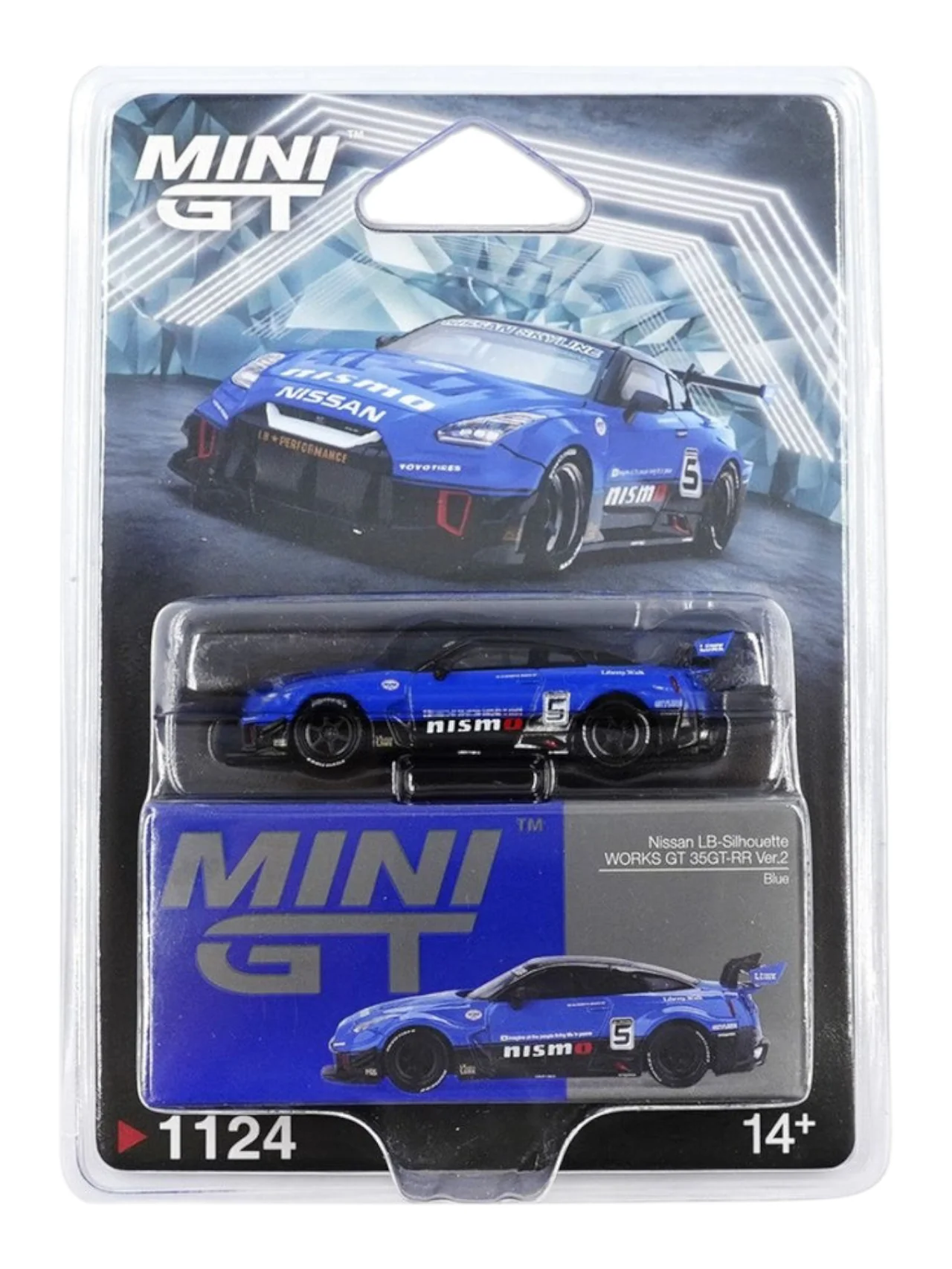 Mini GT 1124 Nissan LB-Silhouette WORKS GT 35GT-RR Ver.2 Blue 1:64 Scale - Image 5