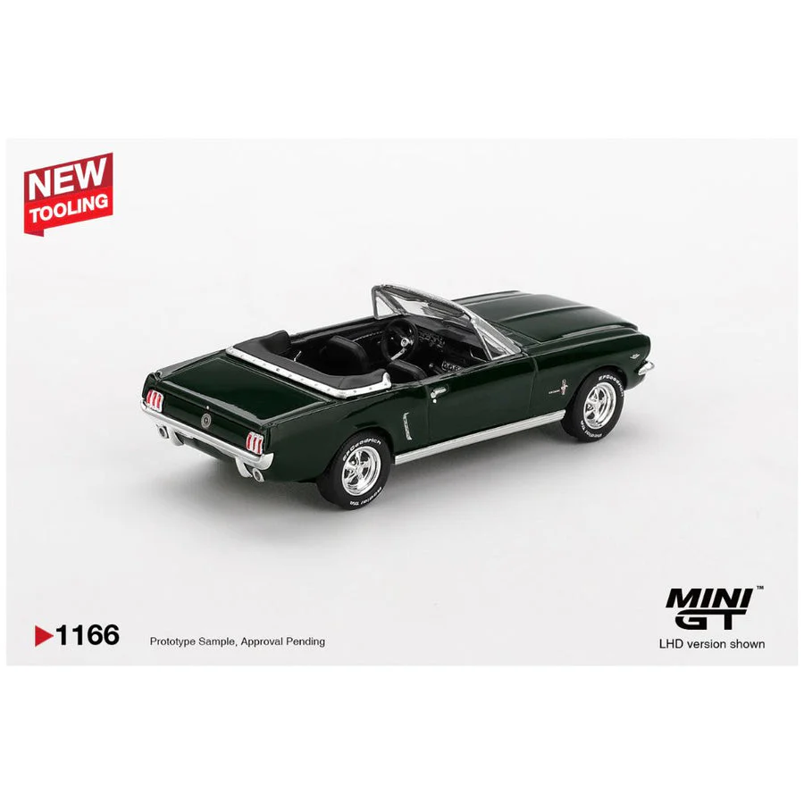 Mini GT #1166: Ford Mustang Convertible 1964 Highland Green LHD 1:64 Scale - Image 4