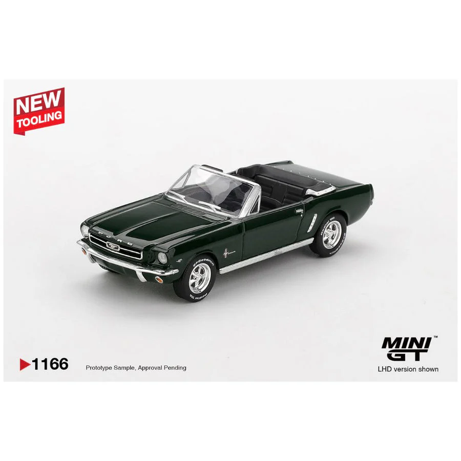 Mini GT #1166: Ford Mustang Convertible 1964 Highland Green LHD 1:64 Scale - Image 5