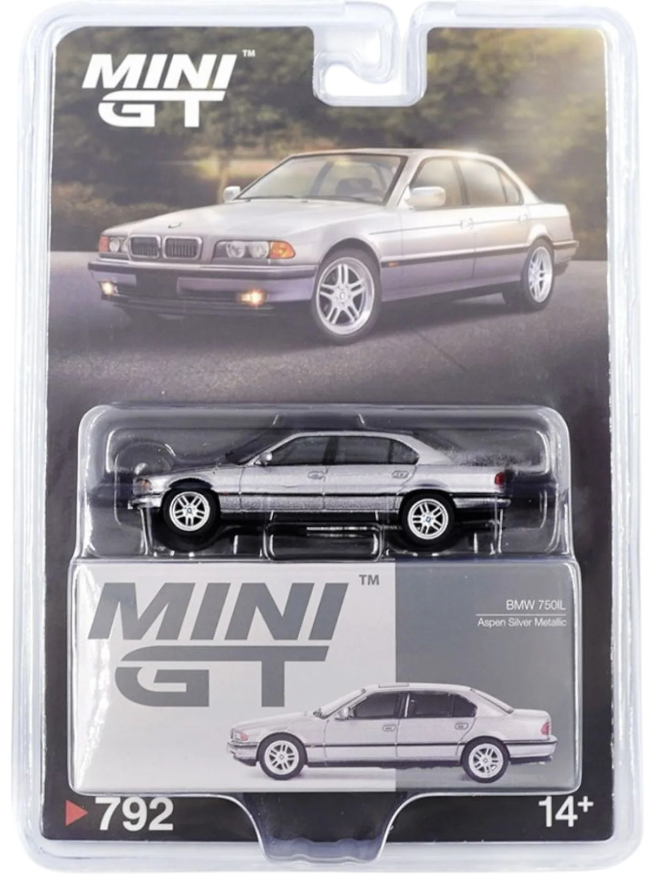 Mini GT #792: BMW 750IL Aspen Silver Metallic 1:64 Scale - Image 2
