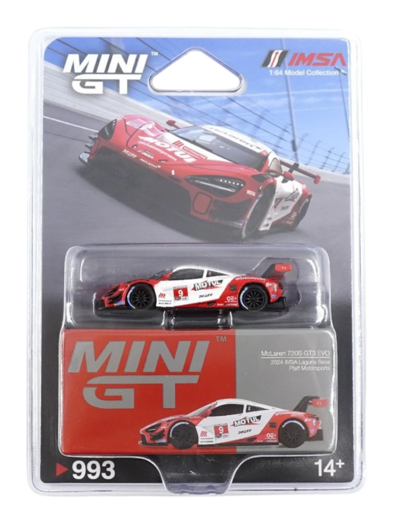 Mini GT 993: McLaren 720S GT3 Evo Pfaff Motorsports 2024 IMSA Laguna Seca 1:64 Scale - Image 5