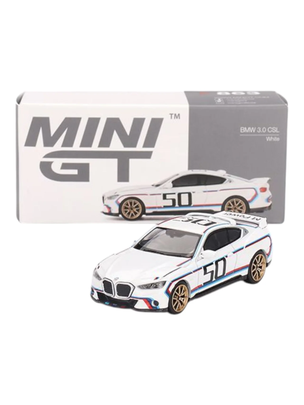 Mini GT BMW 3.0 CSL (White) 1:64 Scale